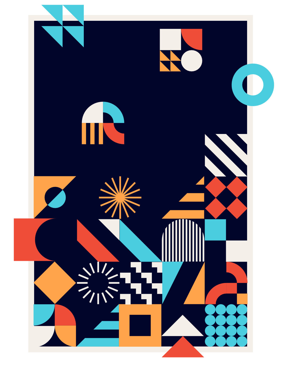 Abstract geometric image representing the creation of a local business's content and copywriting on a tablet device