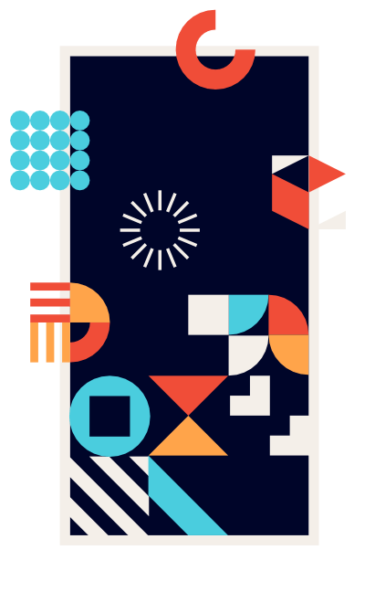 Abstract geometric image representing the building of a small business's website on a mobile phone