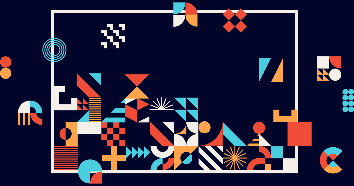 Abstract geometric image representing the managing of a local business's SEO and reputation on a desktop computer