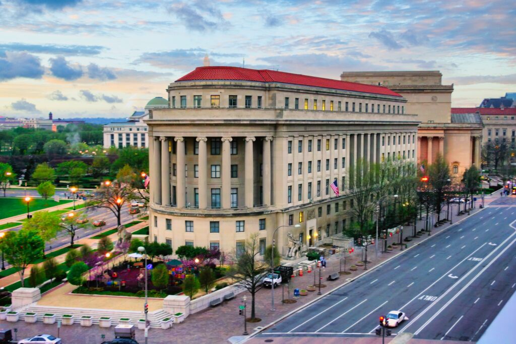 The Apex Building, headquarters of the Federal Trade Commission, on Constitution Avenue and 7th Streets in Washington, D.C.