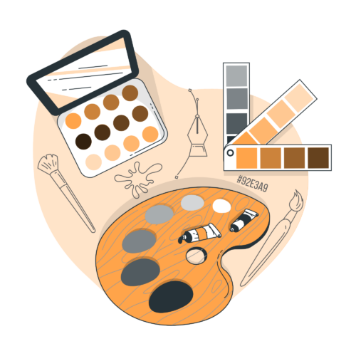 Illustration of a variety of color palettes, representing color in design to be checked using the website color checker accessibility tool.
