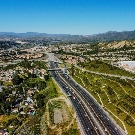 A panoramic view of the entire Santa Clarita Valley over the 5 Freeway.